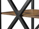 Industrial 3-Tier Wooded End Table with Metal Frame for Living Room, Rustic Brown 47629286