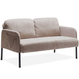 Beige 2 Seater Polyester Fabric Sofa, Modern Loveseat Sofa, Comfy Small Couches for Small Space W1164P239080