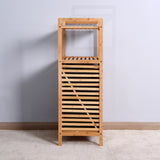 Bathroom Laundry Basket Bamboo Storage Basket with 2-tier Shelf 17.32 x 13 x 37.8 inch W40934117