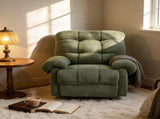 Green Recliner Chair, Overstuffed Armchair, Manual Recliner, Living Room Seating, Reading Chair, 09840246