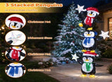 6 FT Pre-Lit Christmas Penguin Trio Decoration, 3 Cute Penguins with Iridescent Stars, Cold White 03911702