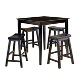 ZNTS Black Finish 24-inch Counter Height Stools Set of 2pc Saddle Seat Solid Wood Casual Dining Home B01151975