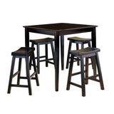 ZNTS Black Finish 18-inch Height Saddle Seat Stools Set of 2pc Solid Wood Casual Dining Home Furniture B01151974