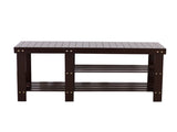 90cm Strip Type Bamboo Stool Shoe Rack with Boots Compartment Coffee 83390243