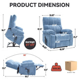 Blue Heat Massage Dual Motor Infinite Position Up to 350 LBS Large Electric Power Lift Recliners W1803P264051