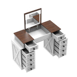 Vanity Desk with Dimmable LED Light with 10 Drawers, Makeup Table with Flip Up Mirror for W760P206128