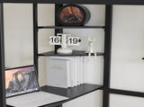 Twin Size Metal Loft Bed with Desk and Storage Shelves, 2 Built-in Ladders & Guardrails, Loft Bed 24084239