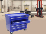 5 Drawer Tool Chest, Tool Storage Cabinet for Garage Storage with 4 Wheels and Locking System, BLUE W1102107323