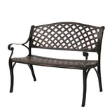 ZNTS 40.5" Outdoor Cast Aluminum Bench With Mesh Backrest Seat Surface 24289313