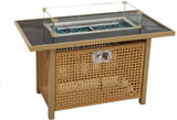 K&K 43" Propane Gas Fire Pit Table, 60000 BTU Rectangular Open Weave Wicker Fire Pit with Glass Wind N707P210158Z