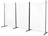 3-Fold Foldable Screen 160g Plastic Feet Polyester Fabric Carbon Steel Frame Room Divider 6FT 09706590