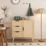 Modern Rattan Wood Dresser Wood Storage Cabinet Sideboard for Bedroom, Living Room, Entryway, W808P212693