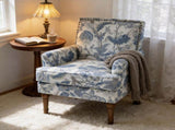 Accent Chair, Floral Upholstery, Nailhead Trim, Solid Wood Legs, Farmhouse Style, Armchair, Blue and 76208680