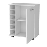 Rawlins Bar Cart with 6-Bottle Rack, Storage Cabine and Mobile Caster Wheels B128P176159