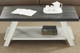 ZNTS Athens Contemporary Two-Tone Wood Shelf Coffee Table in Weathered Charcoal and Beige T2574P164647