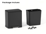 Black 17 Gallons Pedal Trash Can with Soft Close Lid, Removable Inner Bucket & Detachable Wheels, 74963534