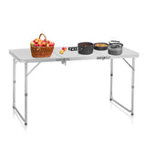 ZNTS 4ft Camping Folding Table, Aluminum Portable Picnic Table with Adjustable Height, 3 Fold Lightweight 45779058