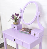 ZNTS Makeup Vanity Table and Stool Set, Purple 19486875