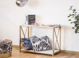 2-Tier Console Table, Gold Sofa Entry Table with White Top and Gold Metal Frame 58656376