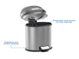 2 Pack Bathroom Trash Can, 1.3 Gallon Stainless Steel Step Garbage Bin with Lid, Silver 72233778