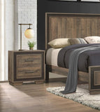 ZNTS Rustic Style 1pc Nightstand Two-Tone Finish Embossed Faux-Wood Bed Side Table Bedroom Furniture B01149267