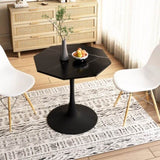 31.50"Modern Octagonal Coffee Table with Printed Black Marble Table Top,Metal Base, for Dining Room, W757126159
