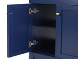 30" Blue Bathroom Vanity with Ceramic Sink - Soft-Close Drawers, Solid Wood Frame, Multi-Organizer W2896P344081