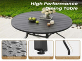 Round Dining Table, 41" Round Patio Table Wood-Like Grain with 1.57" Umbrella Hole, Metal T3623P504736
