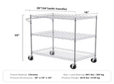 3-Level Kitchen Cart, Wire Rollable Cart with a Load Capacity of 661LBS, Steel-Made Mobile Service 18487730