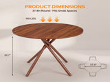 37.4 Inch Round Dining Table for 4-6 People, Cross X Metal Leg Kitchen Dinner Table with Adjustable 92177878