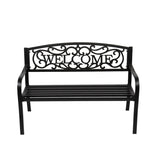 ZNTS 50" Outdoor Welcome Backrest Cast Iron Bench 27571420