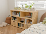 Bamboo 8 Cube Book Shelf,Kids Bookshelf with 2 Drawers ,Modern Open Storage Organizer,Display W2207P504620