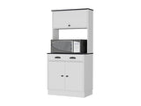 White and Black 2-Cabinet Kitchen Pantry B062P175029