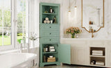 ZNTS Green Triangle Tall Cabinet with 3 Drawers and Adjustable Shelves for Bathroom, Kitchen or Living WF306469AAG