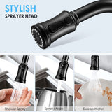 Kitchen Faucet- 3 Modes Pull Down Sprayer Kitchen Tap Faucet Head, Single Handle&Deck Plate for 1or3 40015993