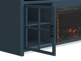 74 inch Fireplace TV Stand Console for TVs up to 85 inches, Minimal Assembly, Blue Denim and Whiskey B108P160234
