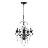 ZNTS Classic Vintage Crystal Candle Chandeliers Lighting, 5 Lights Pendant Ceiling Fixture Lamp W1592P165647