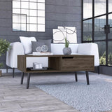 Oslo Coffee Table, One Drawer, One Open Shelf, Four Legs -Dark Walnut B20091973