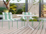 Summer- 4-Pack Modern Striped Color Block Chairs - Waterproof PP Seat & Sturdy Metal Legs, W3450P447386