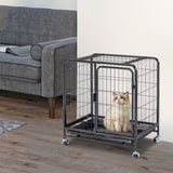 26 Inch Durable Cat Cage, Thickened Metal Wire Cat Enclosure Indoor with Double Doors, Lockable 17257751