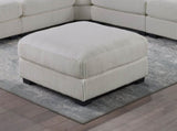 Living Room Furniture Ottoman Beige Wide-Welt Corduroy 1pc Soft Cushion Cocktail Ottoman Wood Legs B011P182989