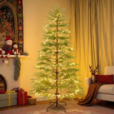 6 Feet Artificial Full Christmas Tree Includes LED Lights and Metal Stand, 612 Tips Full Tree,Xmas N710P181792S