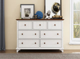 Wooden Captain Seven-Drawer Dresser for Bedroom, Living Room, Kids' Room, WhiteWalnut 06995691
