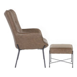 Izzy Industrial Lounge Chair and Ottoman Set in Black Metal and Espresso Faux Leather by LumiSource B202P223579
