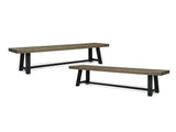 Acacia Outdoor Bench,Sandblast Gray Finish and Black,set of 2 63086.00GRY