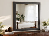 40"x30" Rectangular Bathroom Mirror with Wooden Frame Decorative Wall Mounted Mirror, Black 66346924
