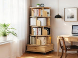 5 Tier Rotating Bookshelf, 360&deg Display Round Spinning Bookshelf with Wheels,-Saving, Small 82303381