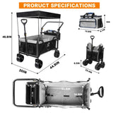 Collapsible Wagon 140L Wagons Carts Foldable with Removable Canopy, Folding Wagon Cart with Wheels T3060P247150