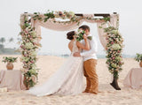 7.2FT Wooden Wedding Arch, Square Wood Arch Wedding Arbor Backdrop Stand for Indoor Outdoor Ceremony 99053327