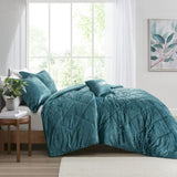 ZNTS Full/Queen Velvet Comforter Set with Throw Pillow B03595932